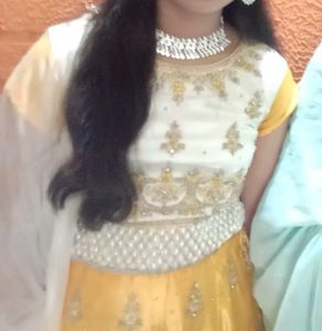 Elegant Yellow &amp; Gold Anarkali Suit