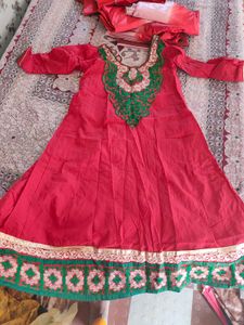 Red Embroidered Kurta