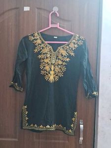 Short Kurti With Yellow Details