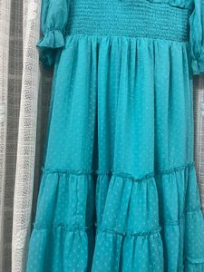 Aqua Tiered Midi Dress