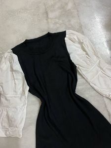 Black Dress with Puff Sleeves