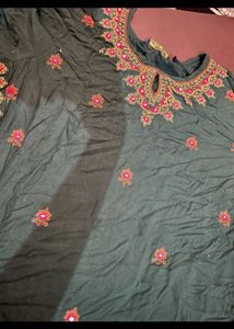 Green Embroidered Kurti - Size S