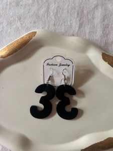 Black Number Earrings