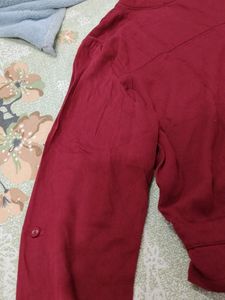 Maroon Collar Stylish Women Shirt
