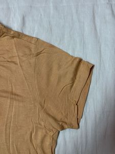 Turtle Neck Nude Tshirt With White Prints