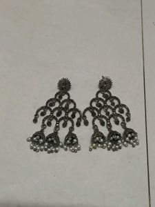 Elegant Silver Jhumka Earrings
