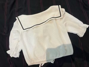 White Peter Pan Collar Top