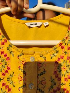Yellow Embroidered short kurti (offer)