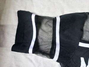 Black Graphic Mesh Top