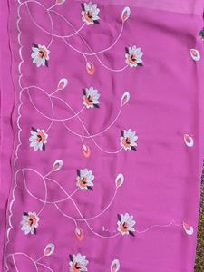 Saree For Women. You Don&#39;t Have To Add Falls As It Was Previously Done. It Is A Simple Pink Colour Saree For Women