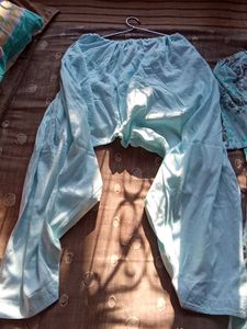 Blue Embellished Kurta Floral Print 3xl Cotton K