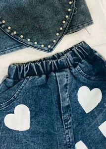 Denim Heart Pearl Outfit