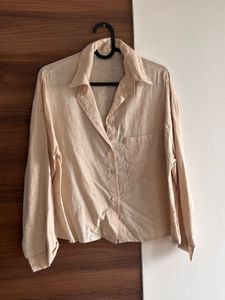 Beige Button-Down Shirt