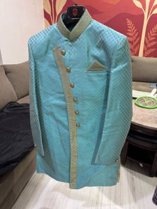 Blue Brocade Kurta Set