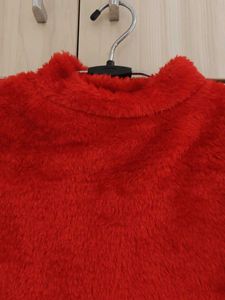 Red Fleece Pullover Top