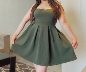 Olive Green Fit &amp; Flare Dress