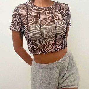 4111. Zebra Print Sheer Crop Top