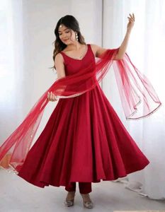 Elegant Red Anarkali Kurta Set