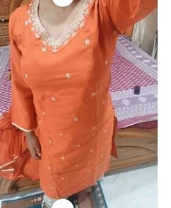 Orange Embroidered Kurta