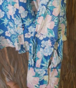 Blue Floral Cotton Shirt Perfect For Summers