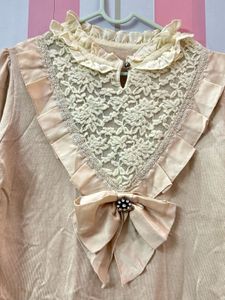Vintage Lace Blouse with Bow Detail