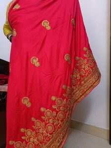 HEAVY WORK SAREE WITH GOLDEN DESIGN