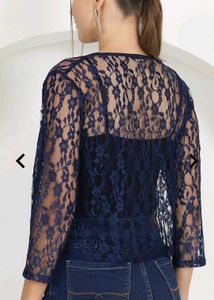 Navy Lace Shrug - Stylish Layer