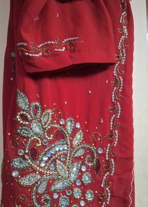 Red Embroidered Saree