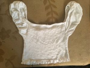 White Smocked Crop Top