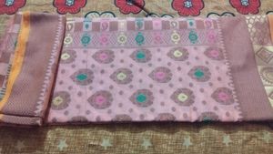Pink Floral Cotton Silk Saree (Stritched Blouse)