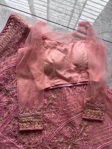 Pink Embroidered Saree