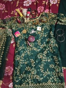 Elegant Green Embroidered Kurta Set