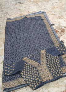 Elegant Grey Saree with Blouse