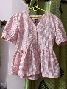 Checked Peplum Top From rio