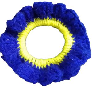 Blue & Pink Crochet Scrunchie