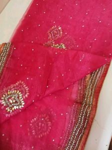 Hot Pink Beaded Dupatta