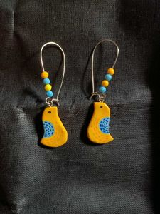 Handmade Cute Bird Clay Earrings