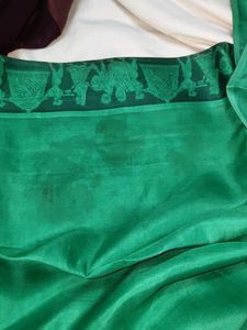 Green Plain Saree With VERY BEAUTIFUL PALLU