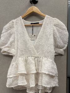 Zara Textured Ruffle Top