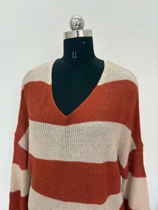 Striped V-Neck Pullover