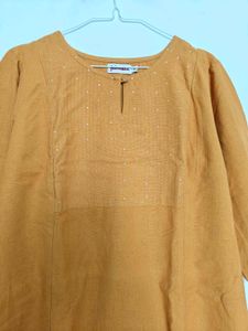 Mustard Embellished Kurta