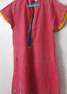 Kurta-,red ,white base with blue flowers