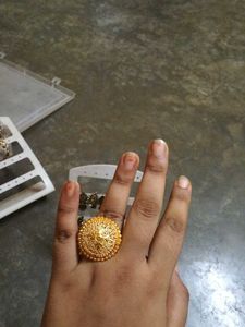 Gold Floral Jewelry Set: Earrings &amp; Pendant&amp;Ring