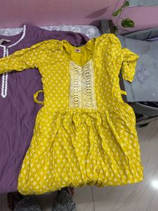 Yellow Printed Kurta