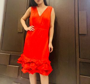 Red Beautiful Designer Frill Dress
