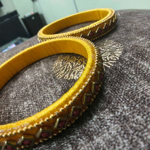Yellow thread Bangle Set