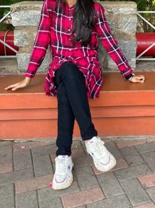 Red Plaid Tunic Shirt