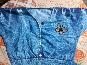 Blue Butterfly Top One Time Used