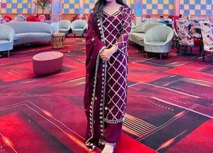 Elegant Maroon Embroidered Suit