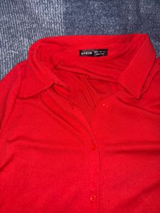 Tomato Red Button Down Shirt